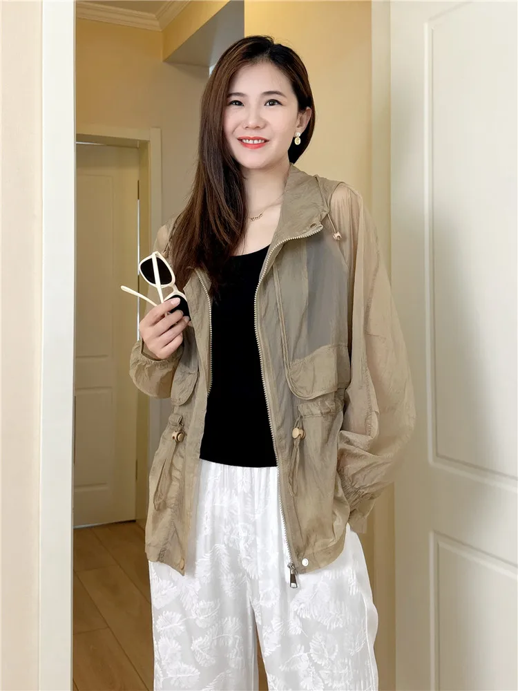 

Летняя женская верхняя одежда больших размеров 2025 года: новая модная коллекция, свободный крой, с эффектом утягивания талии, легкая, с защитой от солнца