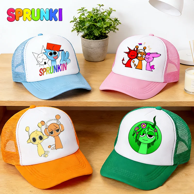

Детские бейсболки Sprunki, повседневные кепки для мальчиков, с принтом в стиле каваи, спортивные солнцезащитные кепки для взрослых, регулируемые кепки с козырьком, подарки для девочек