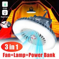 Waterproof  3 In 1 Portable LED Fan Camping Light Outdoor Tent Lamp USB Rechargeable Emergency Night Market Light for BBQ Hiking