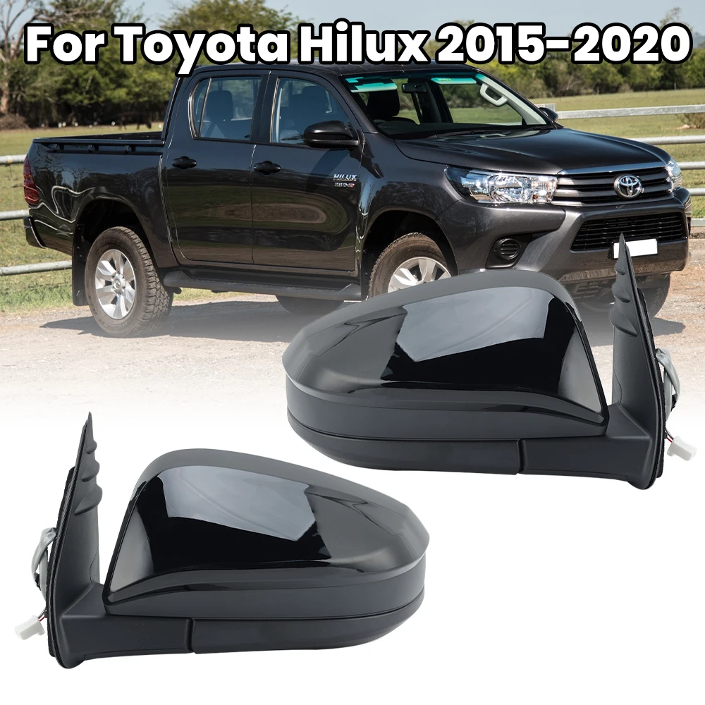 3 Wires Rearview Mirror Assembly For Toyota Hilux 2015 2016 2017-2020 Painted Black Manual Folding Door Mirror Car Accessories