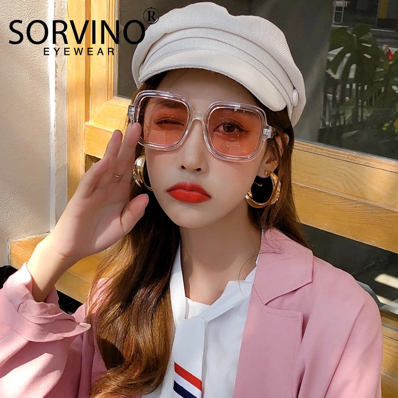 

2022 Oversized Square Sunglasses Women New Luxury Brand Trendy Large Frame Blue Clear Lens Vintage Men Driving Sun Glasses UV400