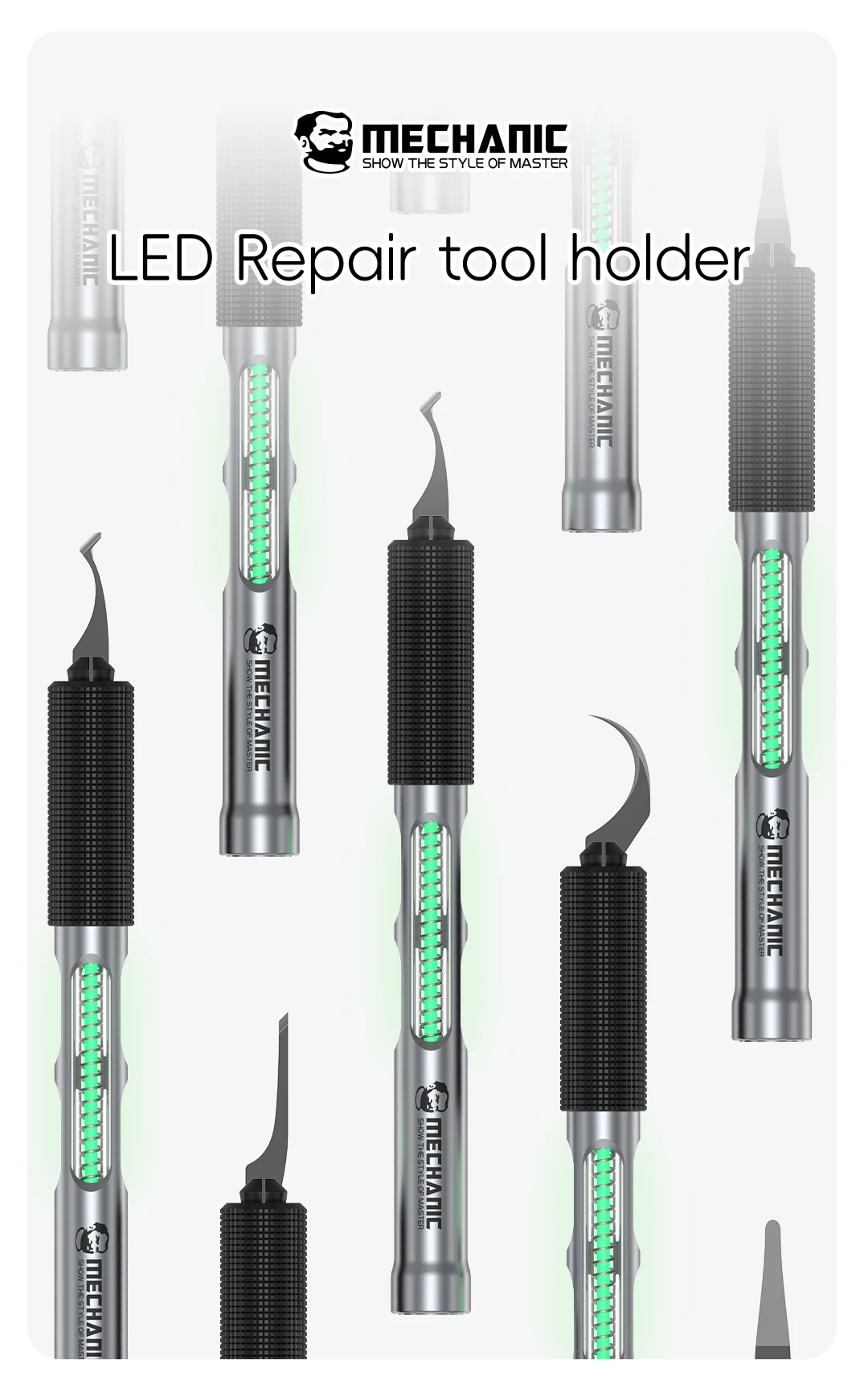 ميكانيكي سورين واحد LED إصلاح سكين سبائك الألومنيوم مع مستشعر الاهتزاز ضوء التنفس للهاتف PCB أداة إصلاح اللوحة الأم