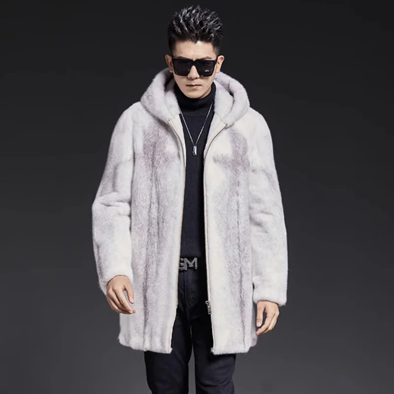 

Opulent Brands Winter Jacket Warm Faux Fur Coat Men Hooded Thick Fur Coat Plus Size Zipper Designer Men Clothing