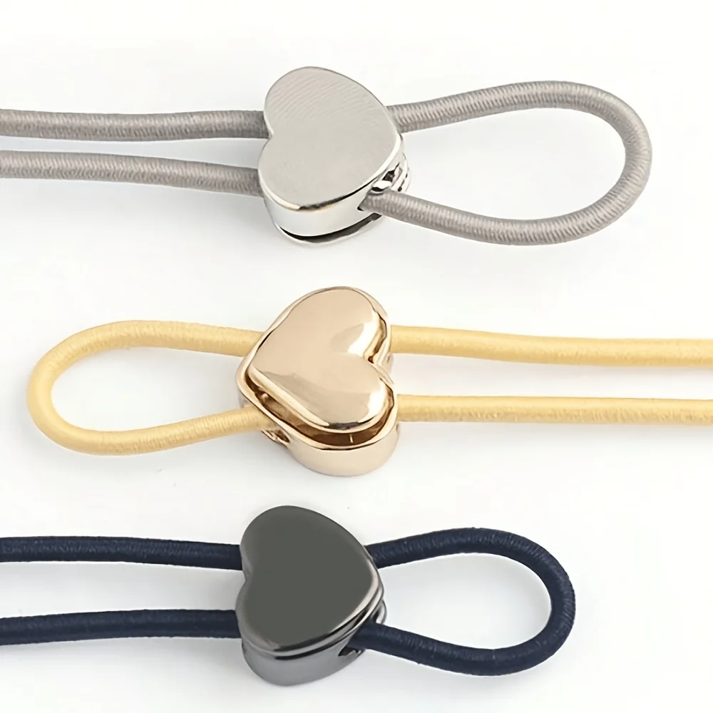 Herzförmiger Kordelstopper aus Metall, dekorativer Kordelzugverschluss für Kleidung, Ledertaschen, DIY-Bastelarbeiten, Verzierung – Detail 5