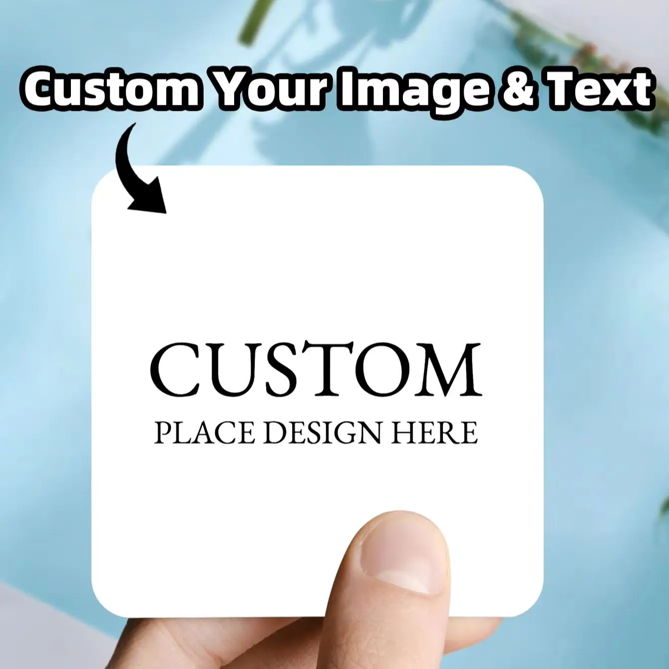 1‑100Pcs Personalized Custom Square Waterproof Stickers for Commercial Labels, Office Marking, Business Printing Products