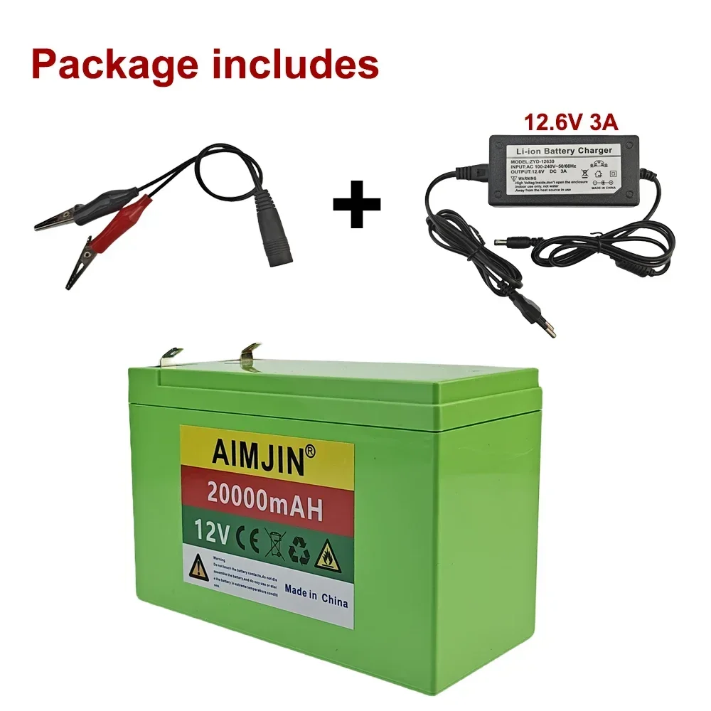 12V 20000mAh High Current 20A 3S6P Lithium Battery Pack for Electric Vehicle Spray Built-In 3A Charge Capability