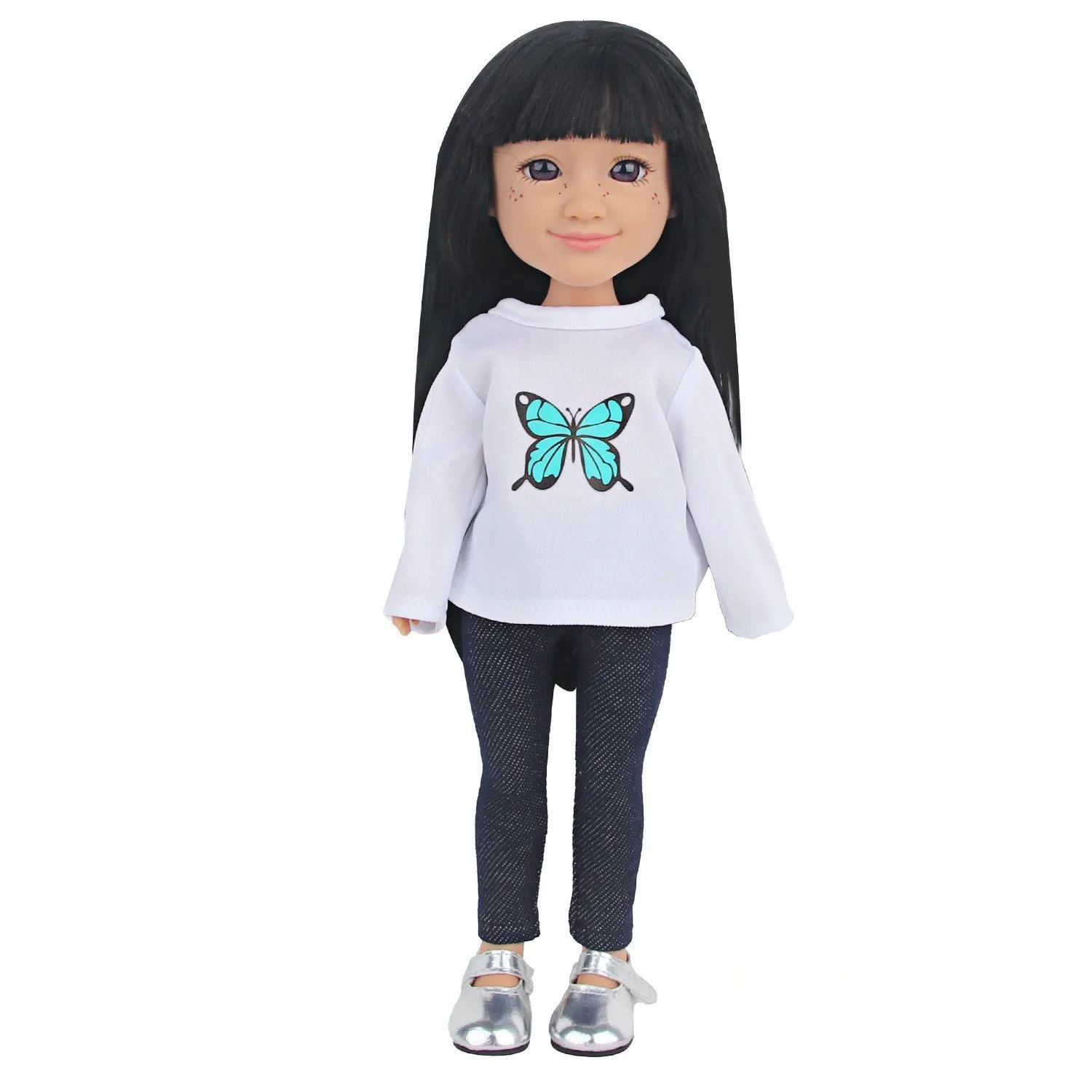 

14-дюймовые аксессуары для кукольной одежды для девочек, милый комплект длинных брюк с длинными рукавами и бабочкой