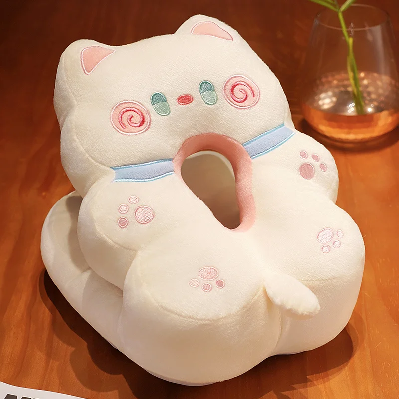 Ice Silk Plush Kawaii Sleeping Pillow Cartoon Cat Cushion for Office Chair Waist Backrest Cushion Sofa Home Decor Kid Gifts