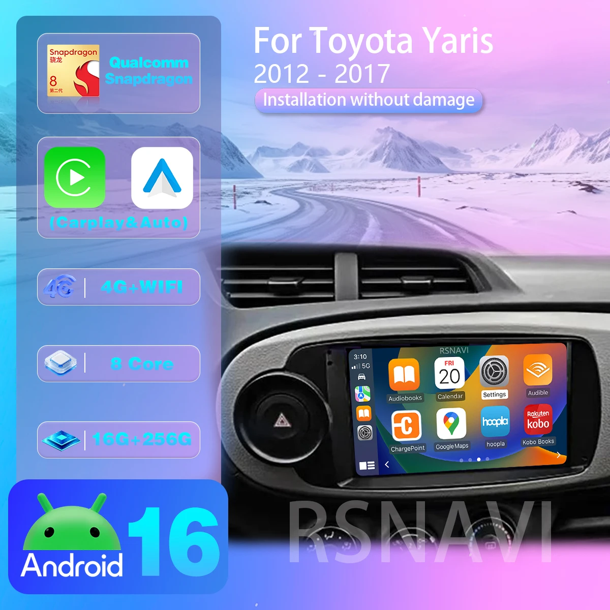Plug-and-Play Android 16 für Toyota Yaris 2012 - 2017 Carplay 2K Autoradio Navigation GPS Multimedia Player Stereo WLAN BT Auto