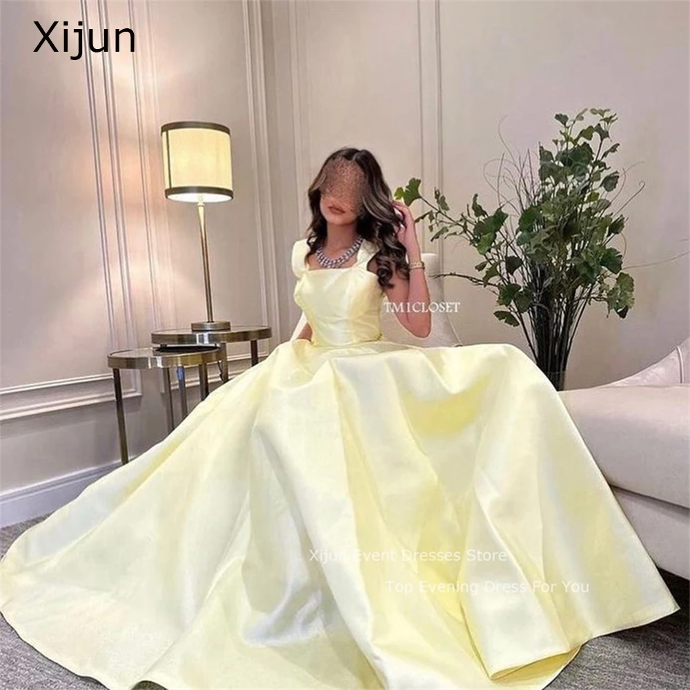 Xijun Baby Yellow Simple Evening Dresses A-Line Saudi Arabric Formal Prom Dresses Sleeveless Prom Gowns Party Gowns 2023 Women