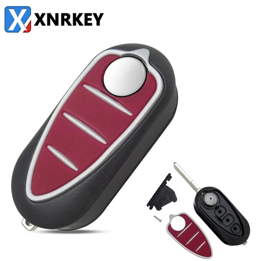 

XNRKEY Flip Car Remote Key Shell for Alfa Romeo Mito Giulietta Replacement 3 Buttons Car Key Case Uncut Blade