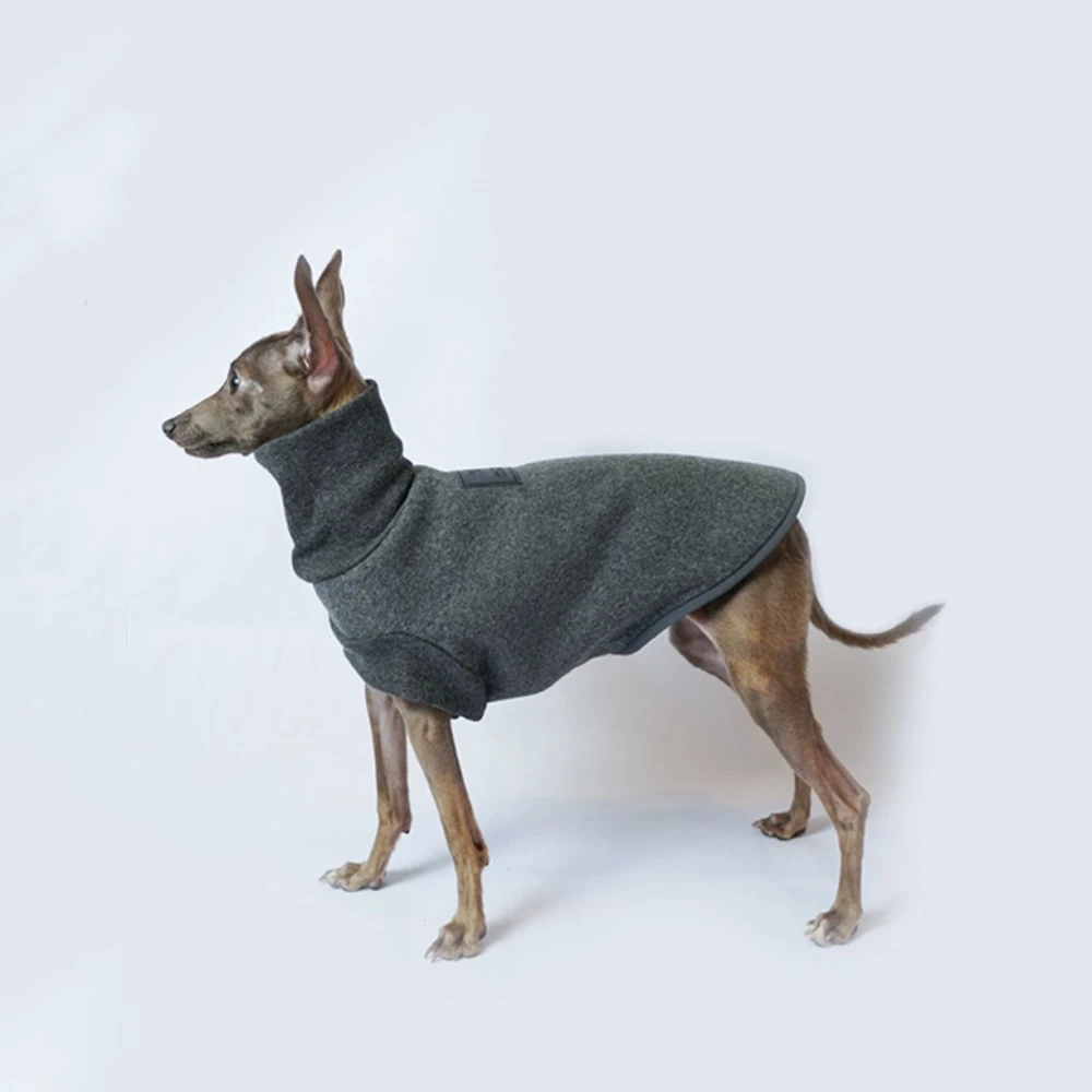 Break-resistant Sweater for Little Greyhound Grey High-Neck Short Sleeves Sweatshirt For Dogs Poodle Yorkshire Clothes in Winter