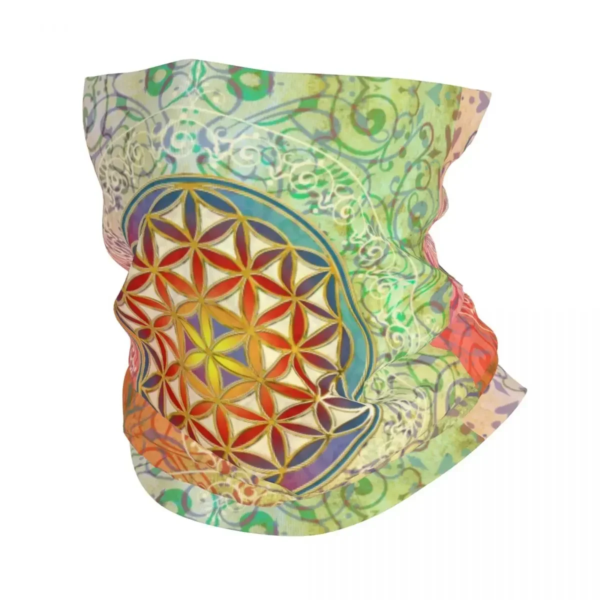 Flower Of Life Vintage Geometric Bandana Neck Gaiter UV Protection Face Scarf Cover Women Men Mandala Headwear Tube Balaclava