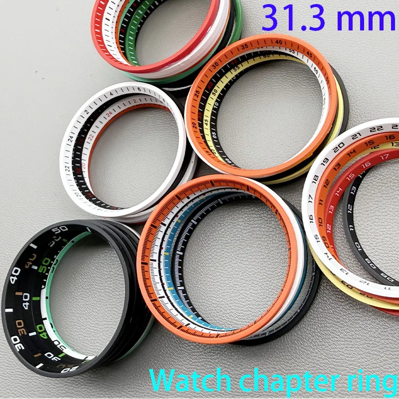 31.3mm*28mm Watch Chapter Ring Fits 6105 6309 Turtle Captain Willard Samurai Diving Case NH35 NH36 Movement Watch Refit Parts