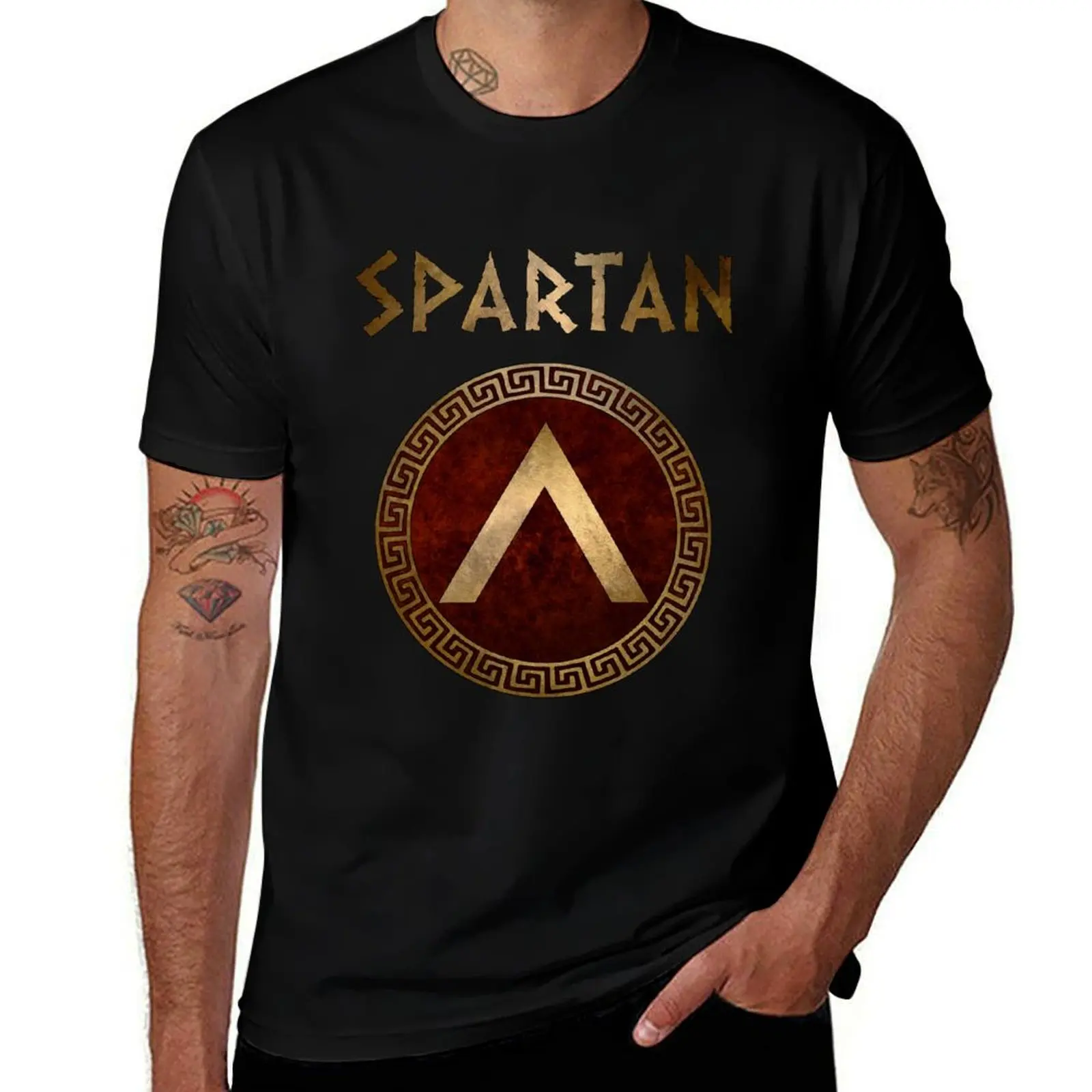 Spartan Shield Lambda Ancient Lacedaemonian Symbol of Sparta T-Shirt Stain Resistant Casual Tee T-Shirt