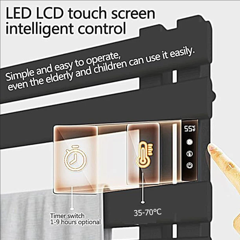 OXG Wall Mounted Electric Heated Towel Rack 7Bars Energy Saving Sterilization Bathroom Warmer Dryer Heated Towel Rails