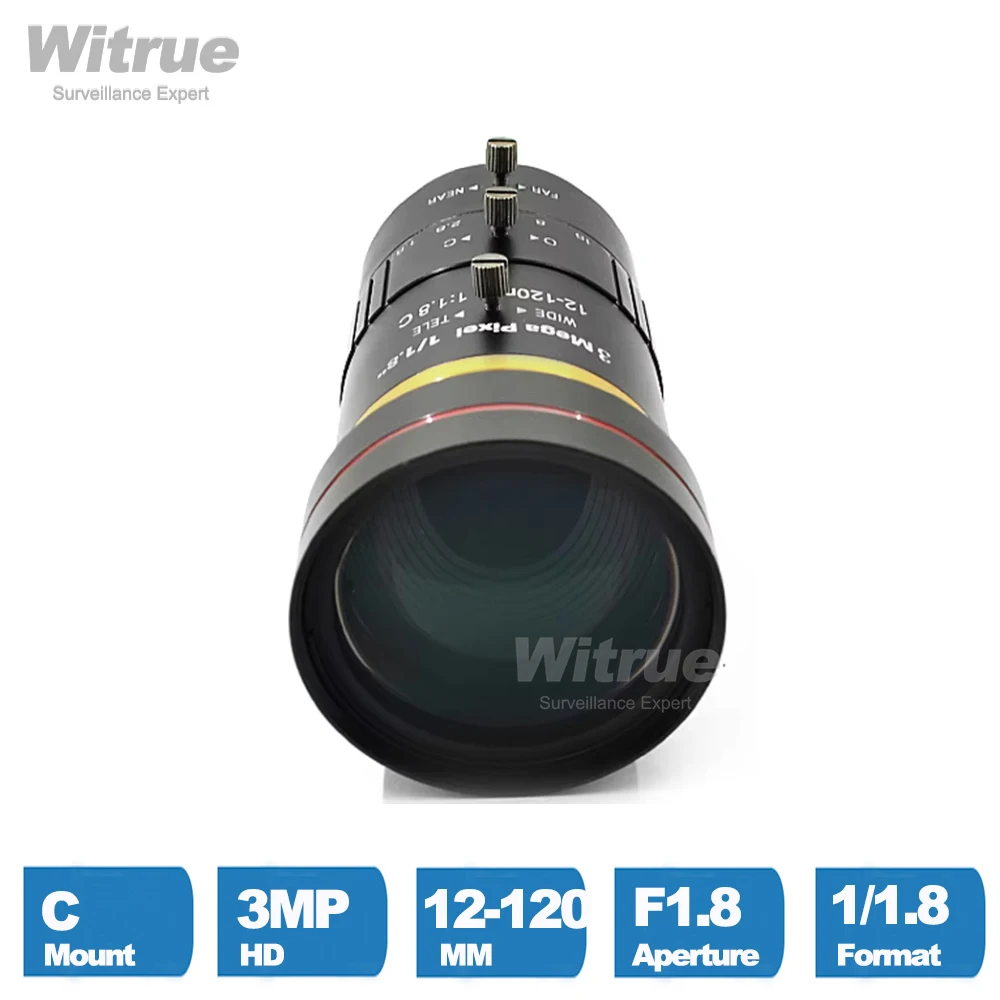 Obiektyw Witrue Vifocal 3 megapiksele 12-120 mm z ręczną przysłoną 1/1,8" z mocowaniem C do kamer IP Niskie zniekształcenia — zdjęcie 5