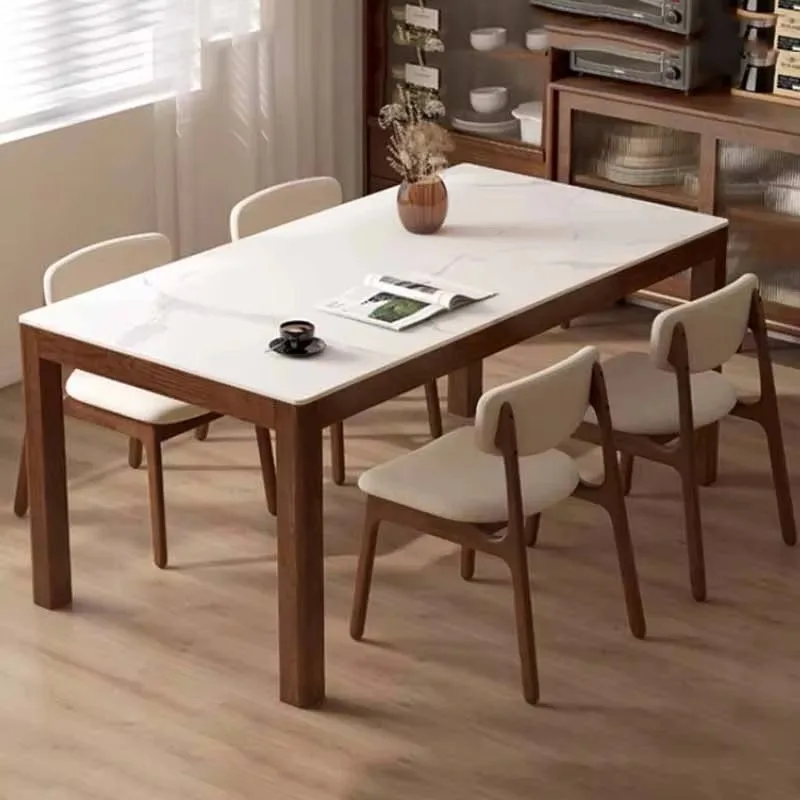 Mesa de jantar retangular à prova d'água, cozinha exclusiva, economizadora de espaço, mesas de restaurante, moderna, 4 cadeiras, móveis para casa