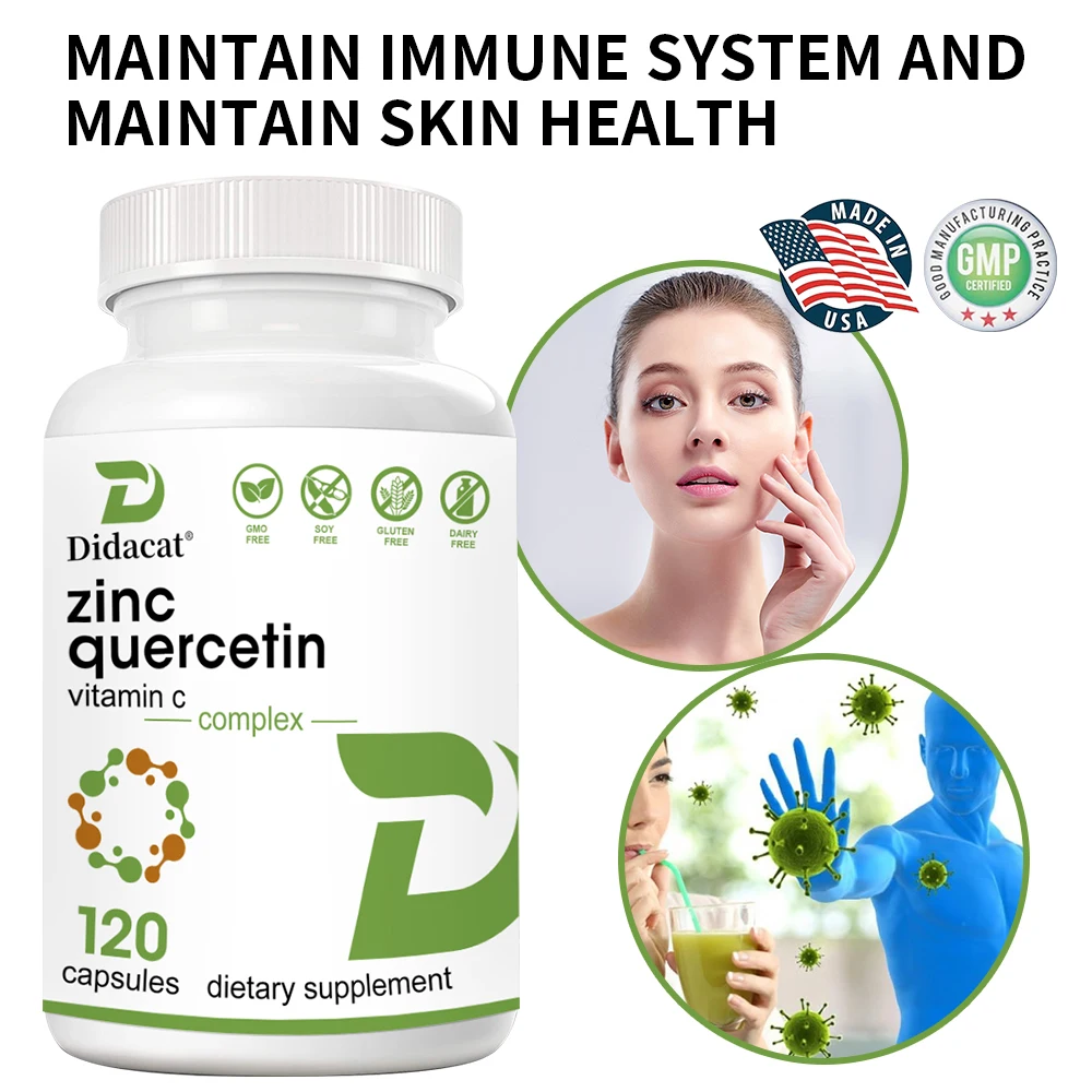 

Quercetin Capsules Vitamin C + Zinc, Antioxidant Cell Defense Antitussive Chronic Bronchitis Chest Tightness Immune Support