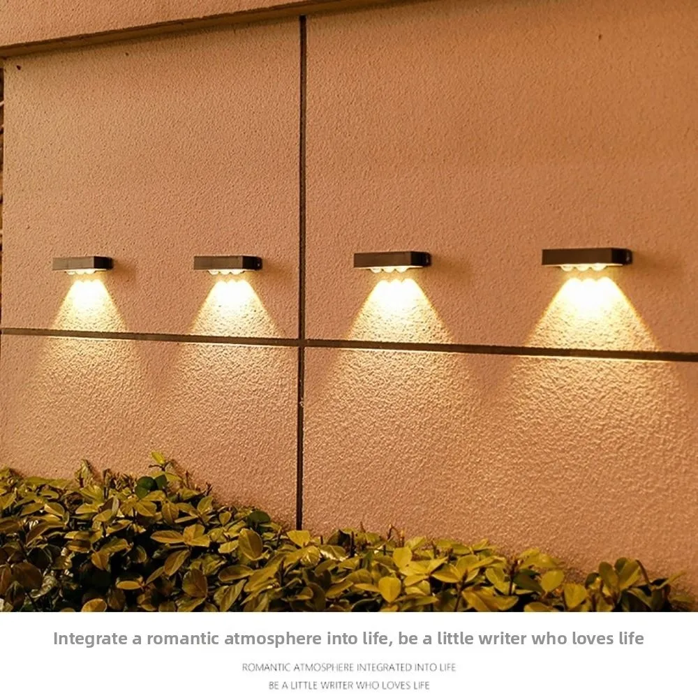LED Solar Garden Lights Black Shell Rainproof Solar Step Lighting Easy Install 1/2/3/4 Lamps Garden Fence Light Pathway