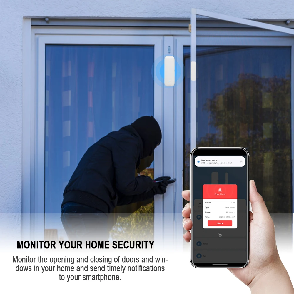 Mini Door Window Senso Zigbee Wireless Connection Smart Home Security Protection Alarm System Door Open / Closed Detectors