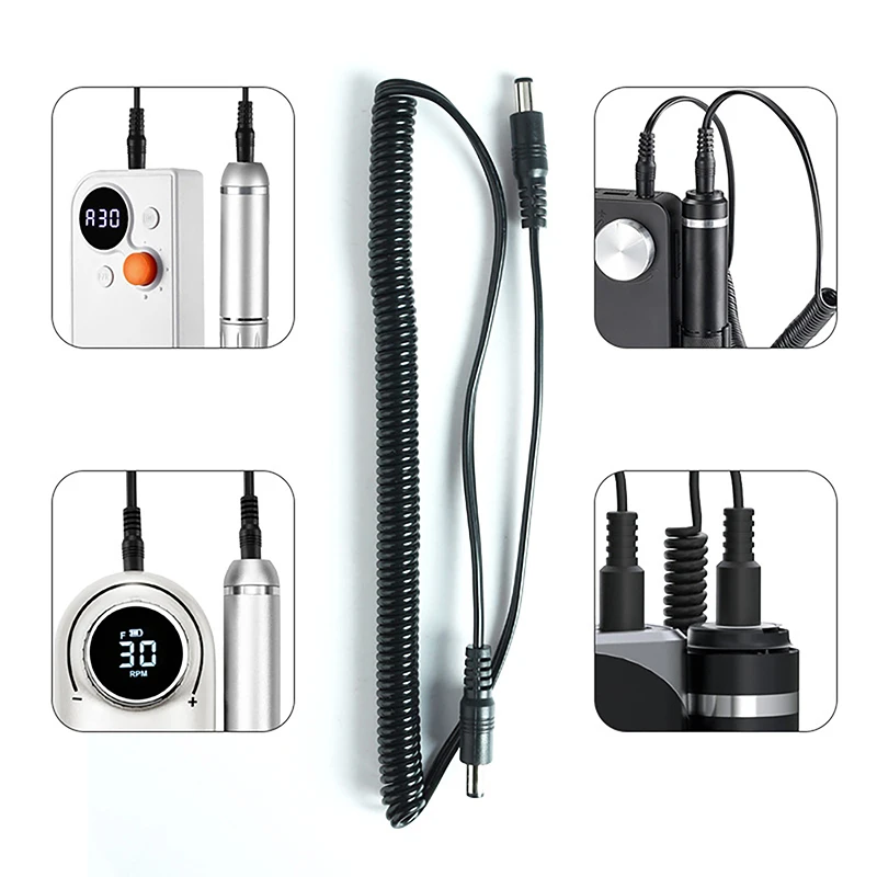 Machines à polir les ongles rechargeables, 1/1.5M, ligne de connexion pour poignée, accessoires de manucure à Double tête, Port DC