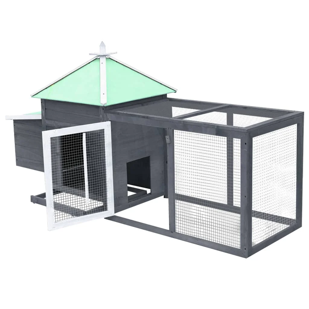 

Chicken Coop with Nest Box Grey 190x72x102 cm Solid Firwood Poultry Cage