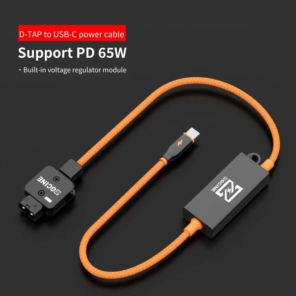 ZGCINE DT-PD 20'' D-Tap to USB-C PD Bidirectional Braided Charging Cable for V-Mount Battery Mirrorless Camera Phone Tablet