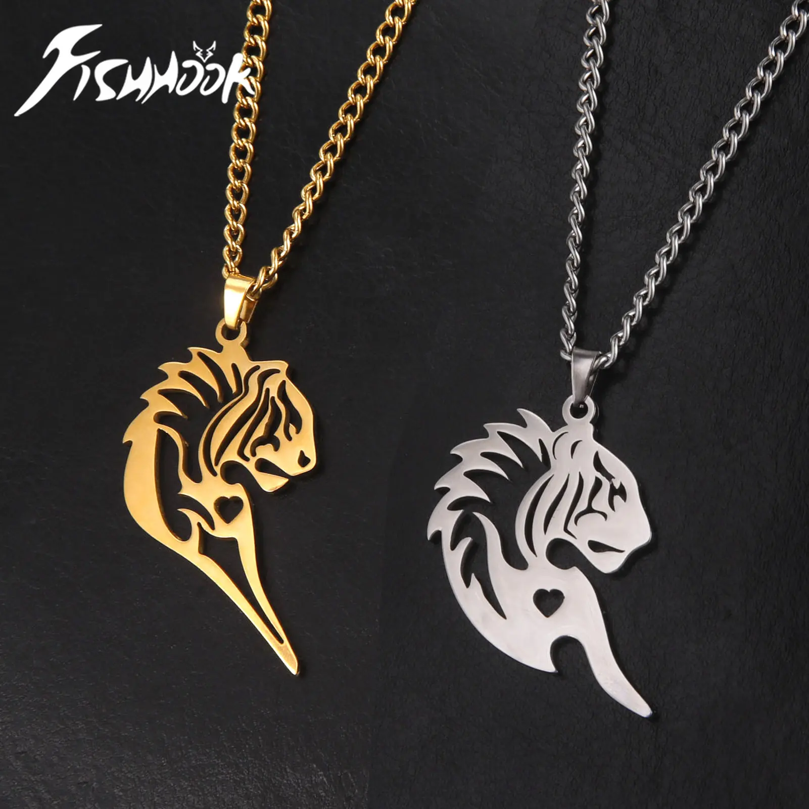 Tiger Lion Necklace for Men Woman Father Kid Child Boy King Of The Animal Africa Chain Gift Stainless Steel Pendant Jewelry