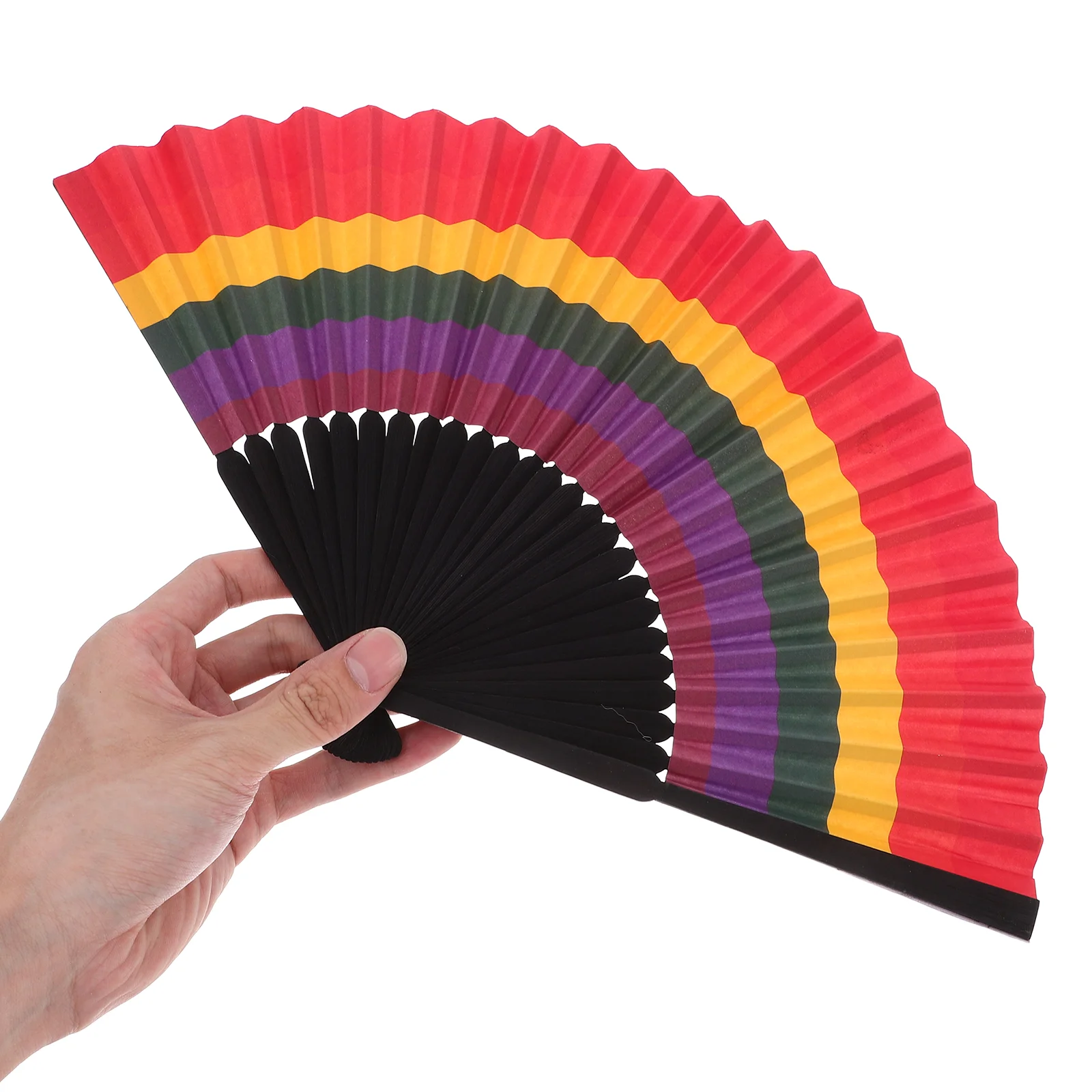 Rainbow Hand Decorative Handheld Fans Dancing Party Supply Performance Dance Portable