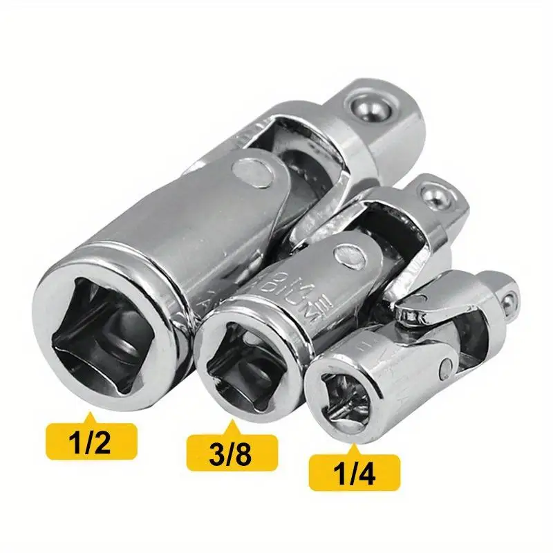 3pcs Universal Joint Set Ratchet Angle Extension Bar Socket Adapter for Manual and Pneumatic Tools