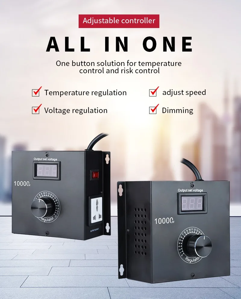10000W SCR Dimmer Portable Speed Temperature Light Voltage Adjustable Regulator AC 220V Compact Variable Voltage Controller
