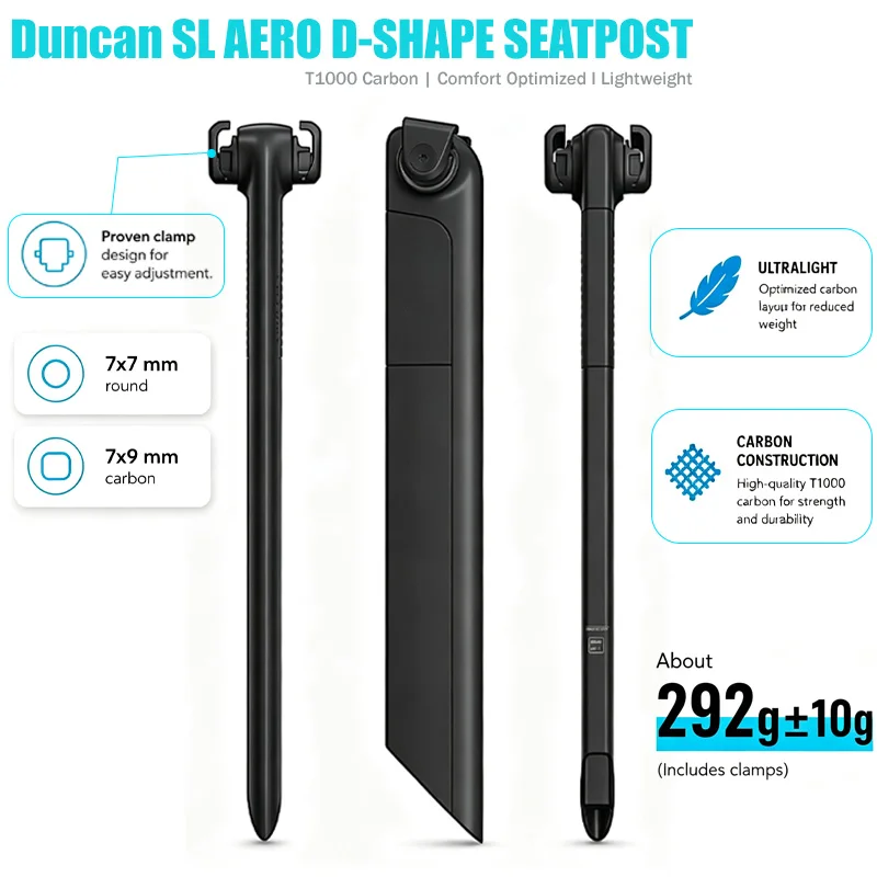 ULLICYC For Scott For Syncros Duncan SL Aero CFT Foil RC MY23 Plasma TT Bike T1000 Carbon Aero D Shape Seatpost 0mm Offset 380mm