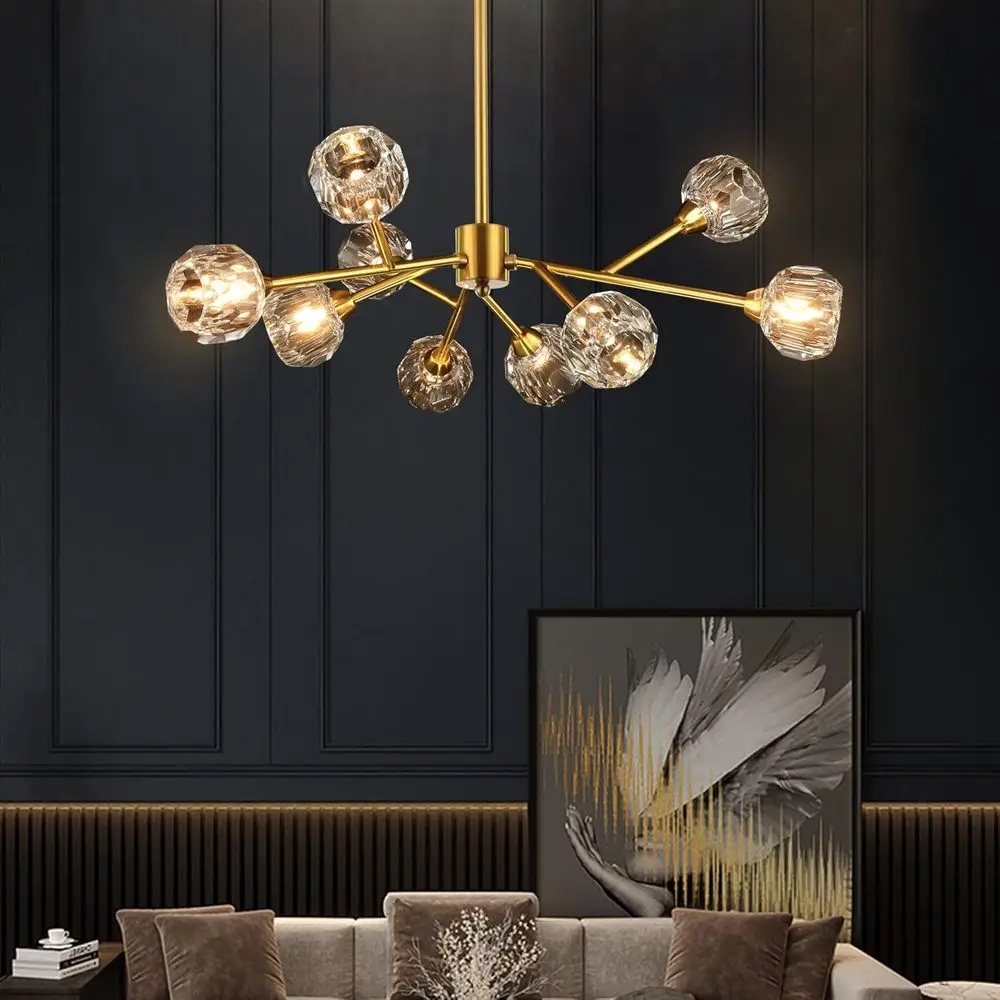 

Elegant 9-Light Crystal Chandelier for Dining Room, Kitchen Island, and Living Spaces