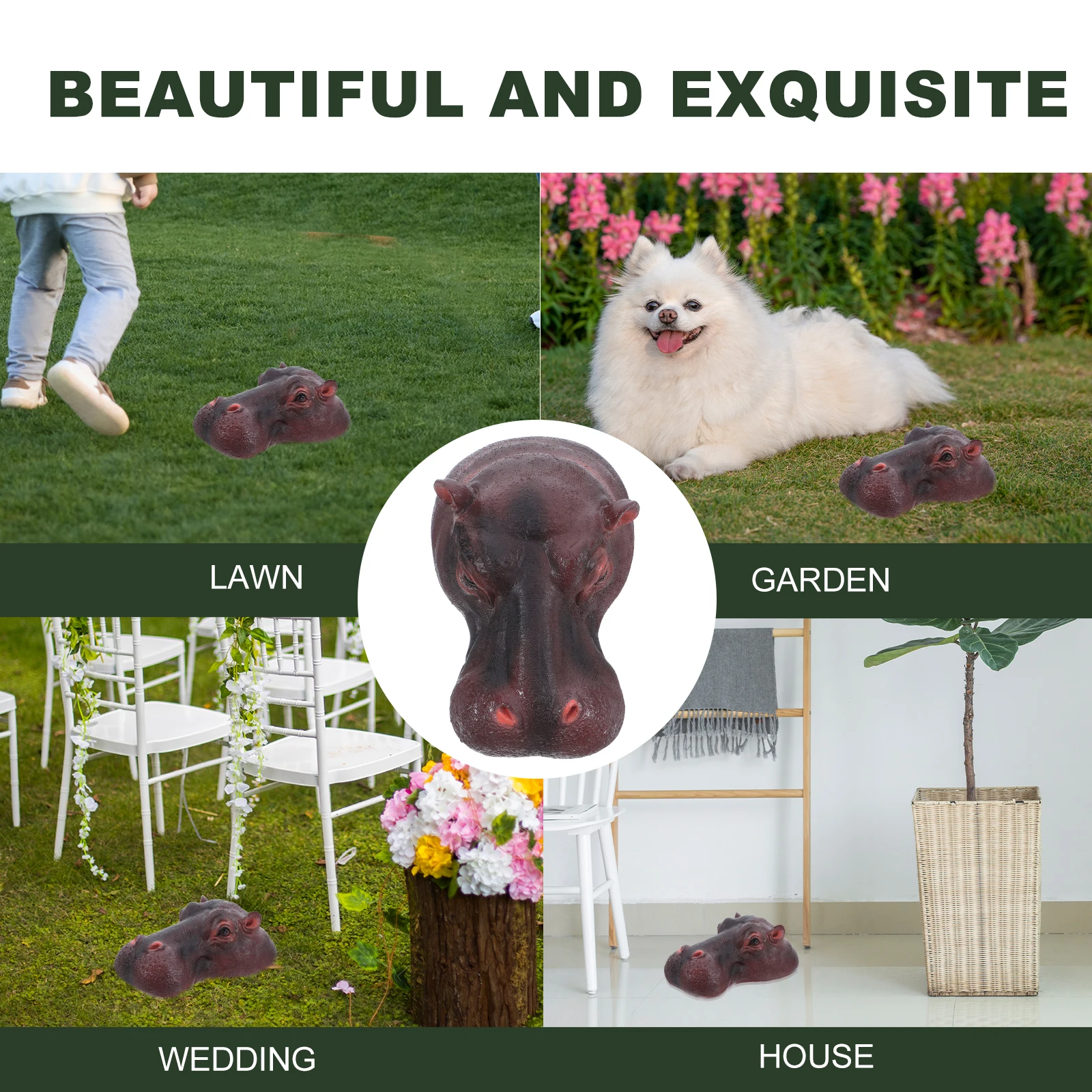 Floating Animals Pond Hippo Head Waterproof Aquarium Landscape Resin Decor Realistic Design Lifelike Movement Garden Fish Tank