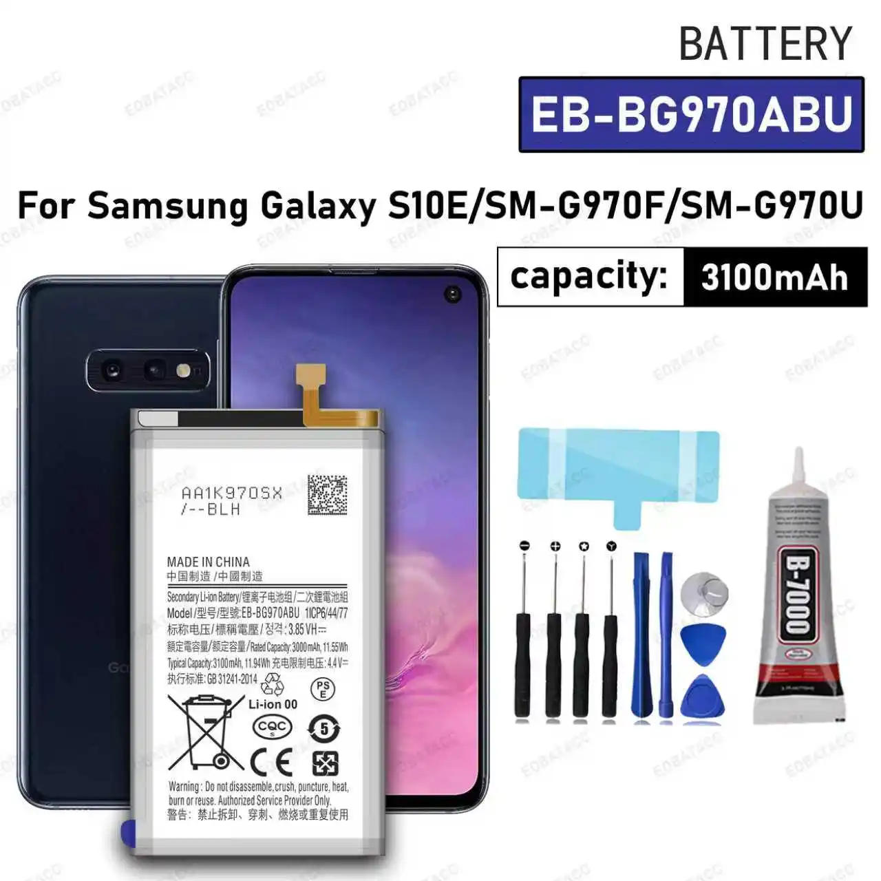 

100% New High Quality EB-BG970ABU 3100mAh Original Battery For Samsung Galaxy S10E S10 E G9700 SM-G970F/DS Battery Batteria +Fr