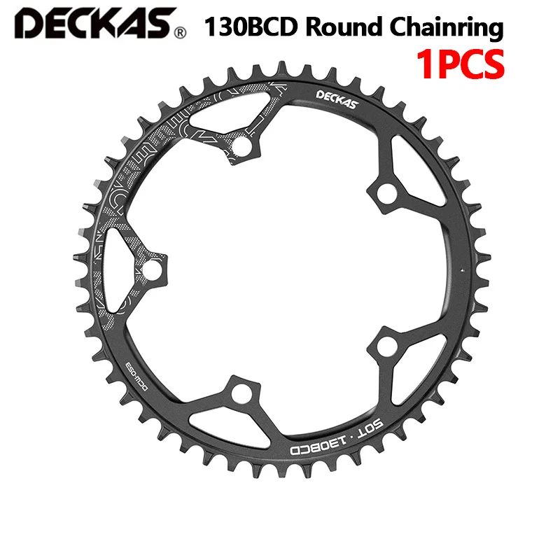 Deckas 130BCD Chainring Round 50T 52T 54T 56T 58T 1PCS Al Alloy Fit 5H 5 Bolt Circle Diameter 130mm Cranksets Black Chainring