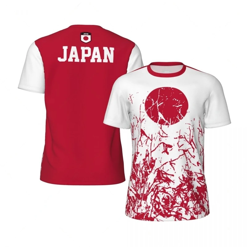 Japanese Flag Graphic Football T Shirts Mens National Emblem 3D Printed Sports T-shirt Running Bike Soccer Tennis Fitness Tees