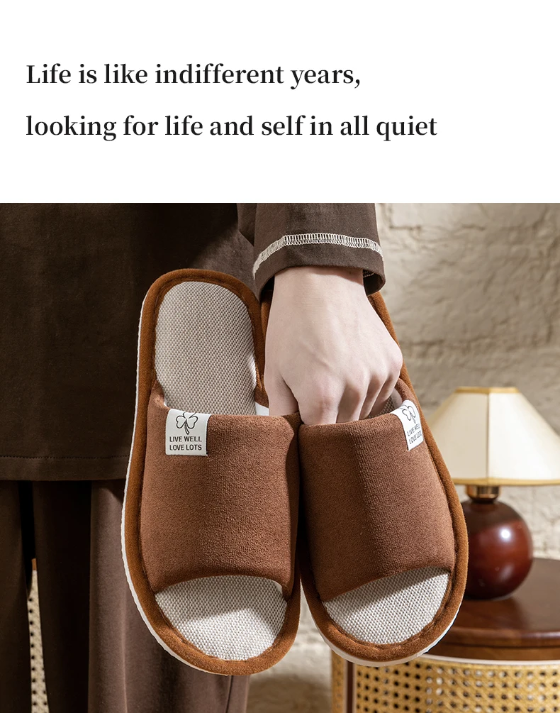 Men's Spring Summer Breathable Slippers Non-Slip Indoor House Shoes,Couples Soft Sole Open-Toe Slippers for All Seasons Home Use