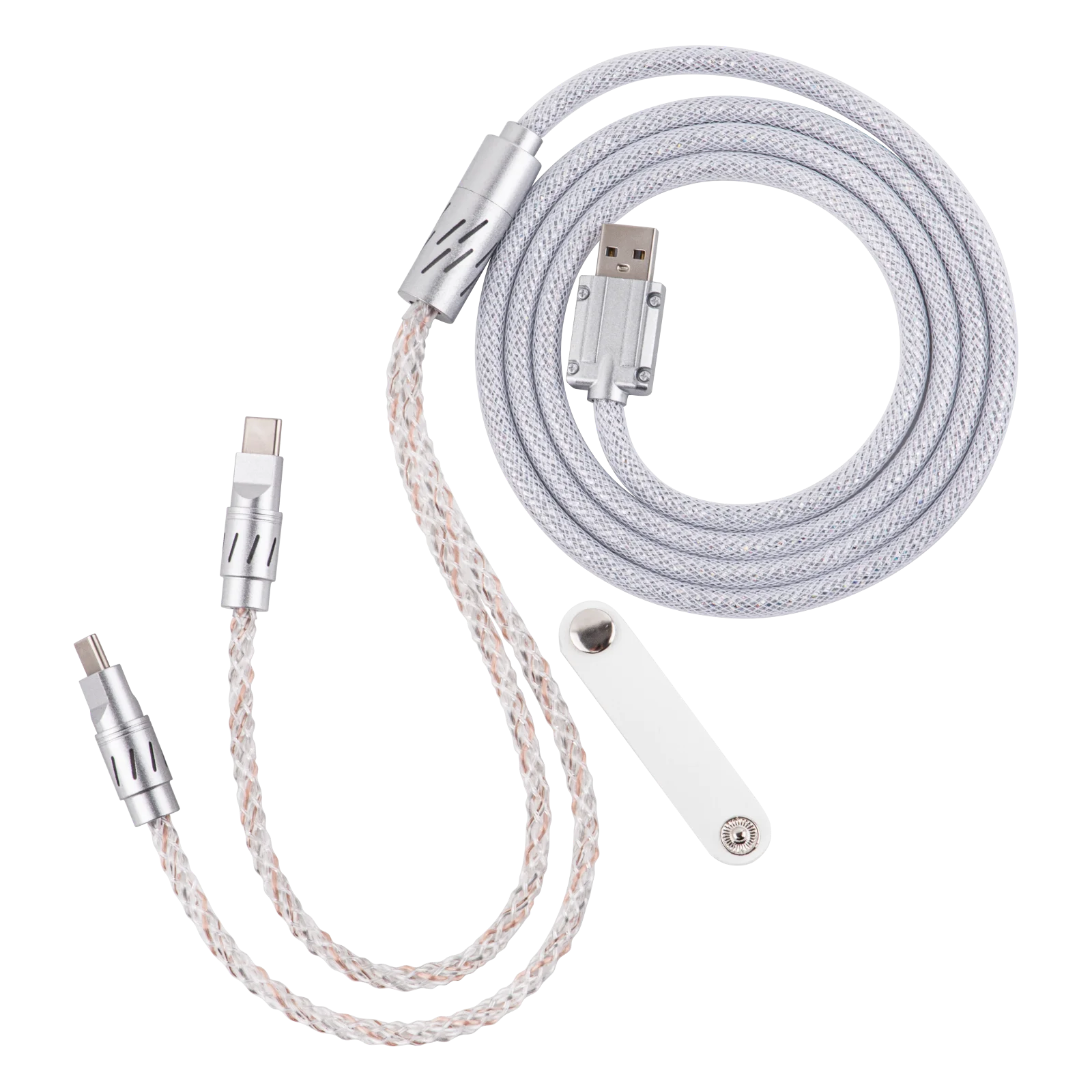 EPOMAKER Gloss Dual-Device 2-in-1 Cable 1.5m Braided Cable with RGB Gradient Light for Gaming Keyboard & Mouse