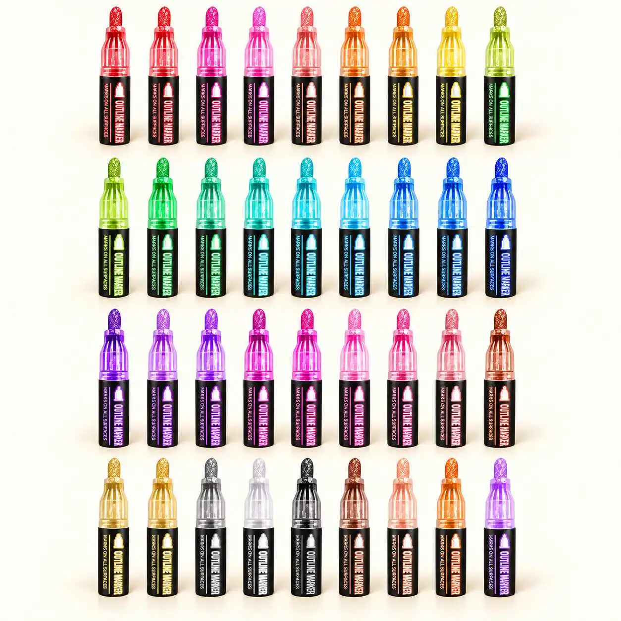 36pcs Double Line Outline Metallic Markers for Cards and Journals