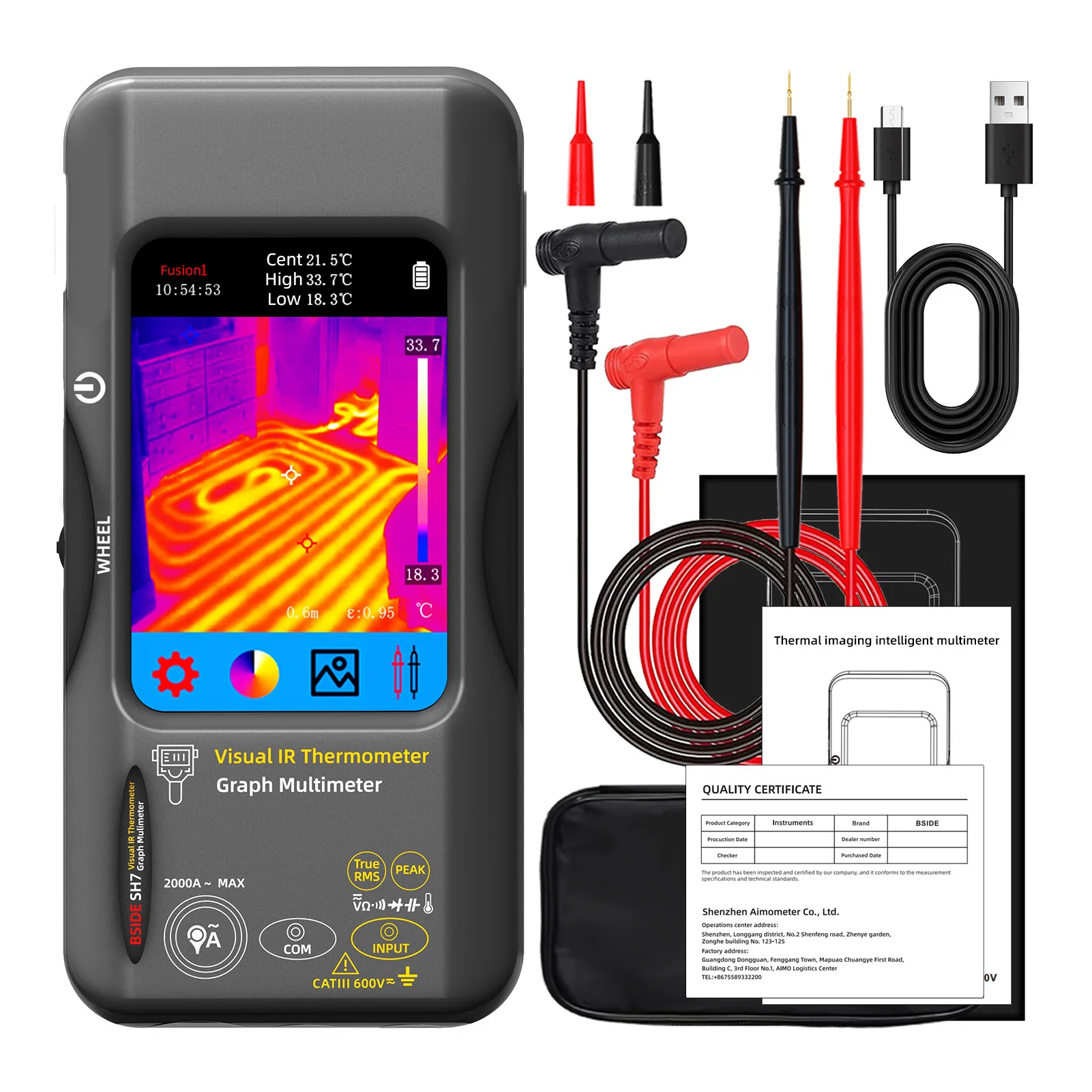 SH7 Digital Thermal Imaging Multimeter Thermal Imager Image 2-in-1 IR Camera Ma-cro Lens ma-cro lens