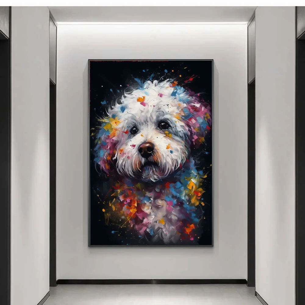 Frameless canvas paintings,Colorful Various Dogs Portrait Canvas Paintings on the Wall Art Poster and Print Lovely Animals Moder