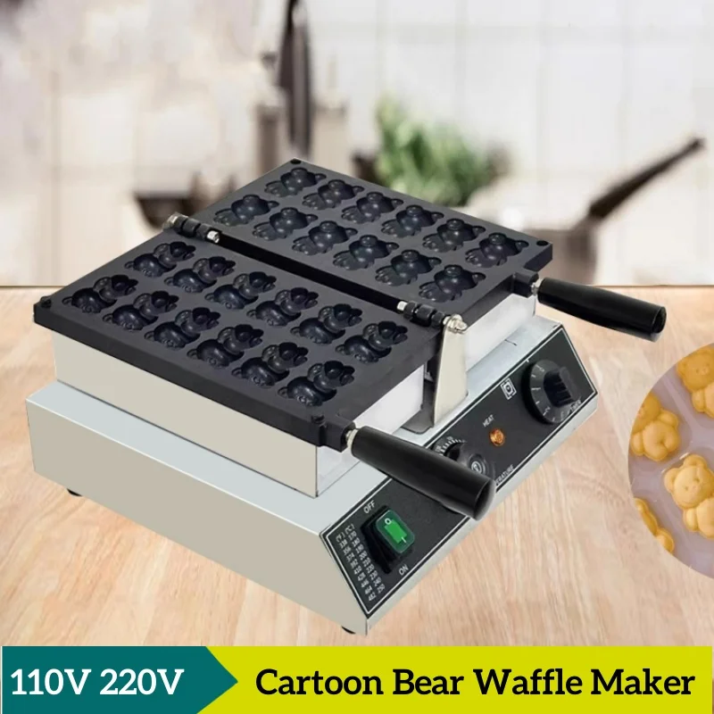 Non-Stick Stainless Steel Cartoon Bear Waffle for Restaurant Waffle Bear Shaped Maker 12PCS Waffle Baker Machine