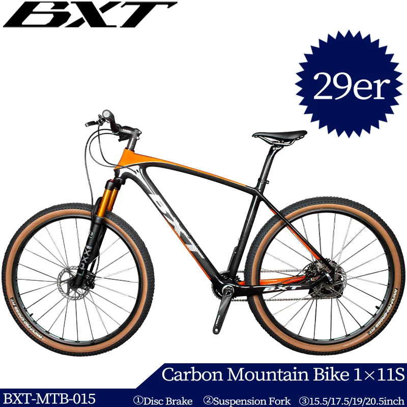 

BXT Carbon Mountain Bike 29er Front Suspension Fork Full Carbon MTB 29er Hardtail 1x11Speed Mountain Carbon Bicycle Disc Brake