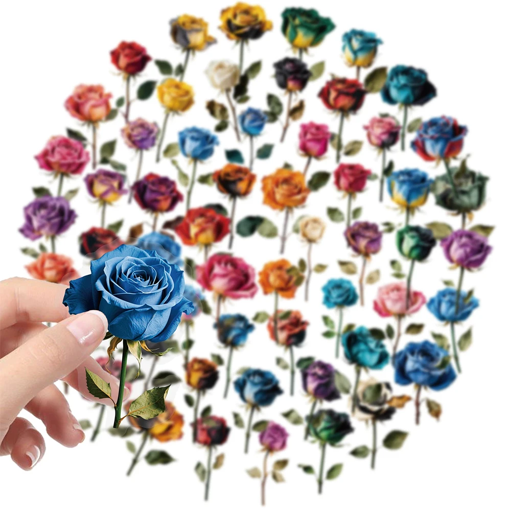 สติกเกอร์ดอกไม้บดโทรม 10/30/56 ชิ้น สติกเกอร์กุหลาบหลากสี สติกเกอร์ใสสำหรับตกแต่งสมุดภาพ โทรศัพท์ สมุดบันทึก กันน้ำ