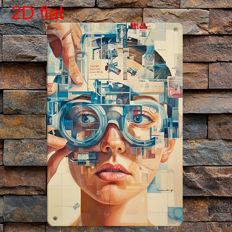 Vintage Metal Wall Art Sign - Collage Face Decor, es Durable, Pre-Drilled for Easy Hanging Home, Office, Library, Garden, and Ou