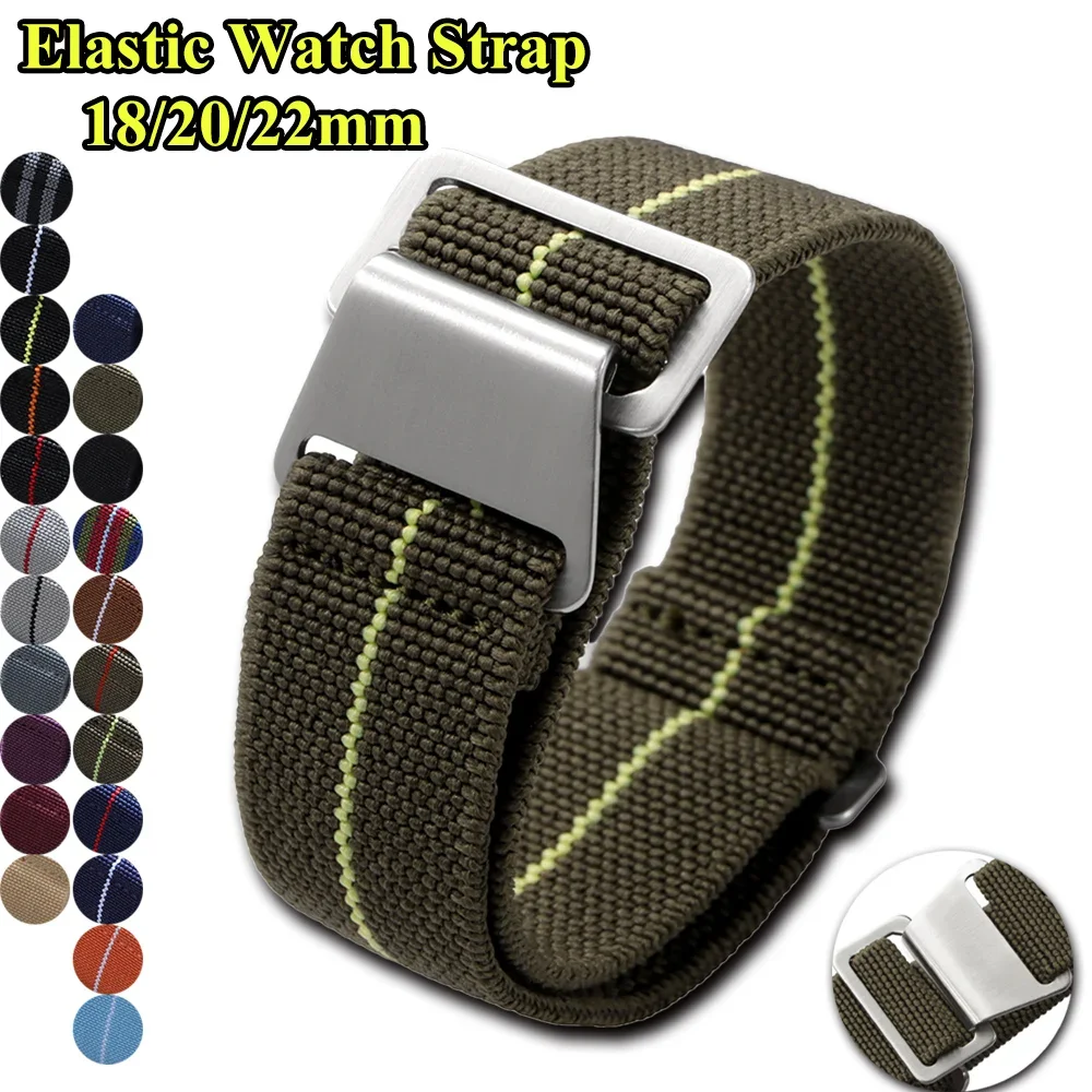 

Эластичный ремешок для часов 18 мм, 20 мм, 22 мм для 60-х годов, парашютная сумка для французских войск, нейлоновые ремешки для часов, мужской универсальный тканевый браслет для часов