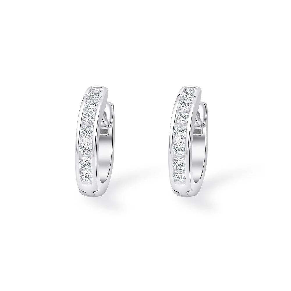 New European and American Hot Selling Round 2mm 925 Sterling Silver White Earrings, Versatile and Popular Wedding Jewelry