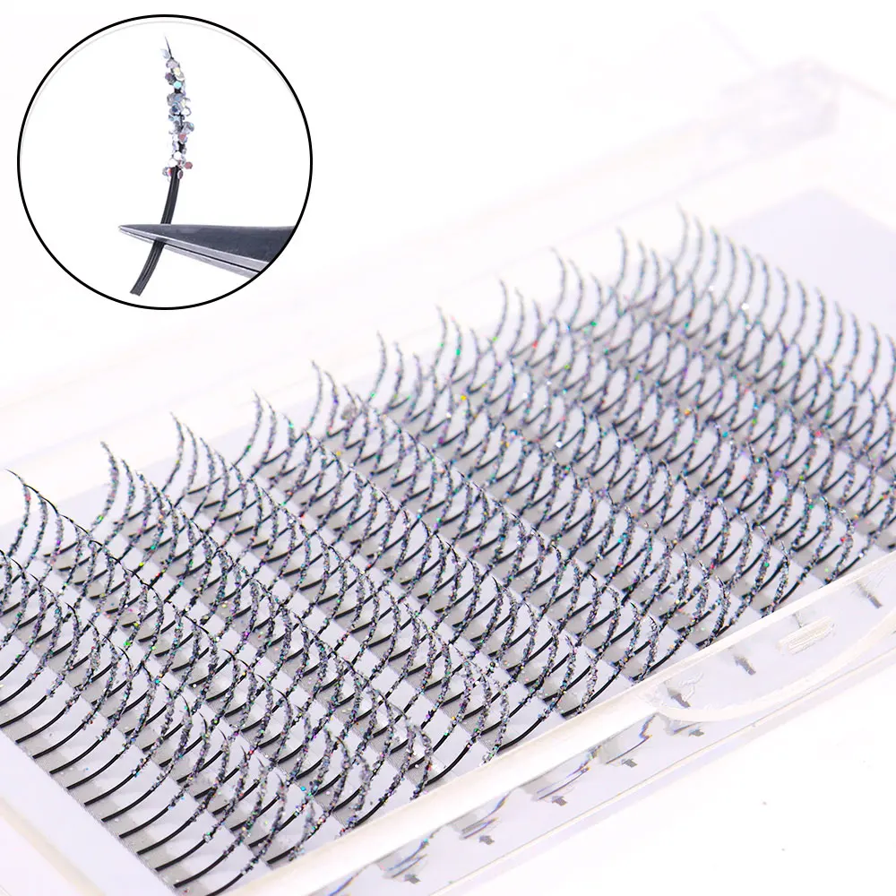 Srebrne Diamentowe Rzęsy Wróżki Błyszczące 240 szt. Halloween Boże Narodzenie Randka Impreza Makijaż Przedłużanie Rzęs Rzęsy Wróżki z Efektem Różdżki